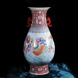 景德镇陶瓷器 老厂货粉彩十八罗汉花瓶 家居客厅工艺装饰仿古摆件