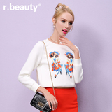 r．beauty秋季女装新韩版太空棉时尚印花套头长袖卫衣r15C8098