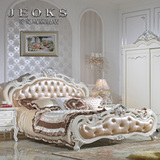 乔克斯宫廷法式家具 欧式实木真皮双人床 1.8米 卧室公主大婚床