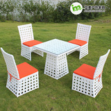 户外时尚艺术桌椅 庭院花园桌椅白色镂空藤椅组合藤编餐桌椅批发