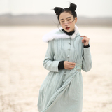 素萝 飞狐 原创设计中国风女装2015冬装新款连帽棉衣中长款棉服