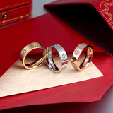 香港Cartier/卡地亚LOVE系列18K玫瑰金镶嵌单钻戒指男女情侣婚戒