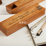 12007韩国抽式复古笔盒 贴图插画木制文具盒铅笔盒 商务办公礼品