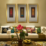 新古典东南亚泰式风格装饰画客厅卧室纯手工制布艺纹路立体装裱画