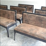 欧式美式 复古工业风格 扶手椅 铁艺沙发椅 咖啡厅客厅 皮革餐椅