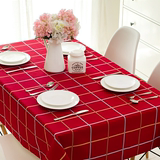 简约西餐厅方格正方形咖啡厅布艺红格子餐桌布台布茶几防水圆桌布