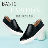 BASTO/百思图2016春季时尚百搭羊皮平跟小白鞋女单鞋TW322AM6
