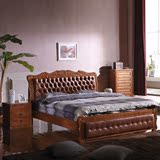 欧式橡木床1.5单人床双人1.8米软包婚床实木高箱床储物床卧室家具