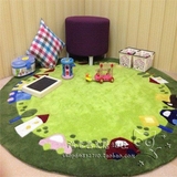 客厅茶几卧室地垫 绿色儿童可爱卡通圆形地毯电脑椅垫 地中海风格