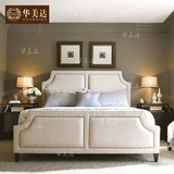 美式软包布艺床1.5 1.8米双人床公主床样板房家具欧式田园床现货
