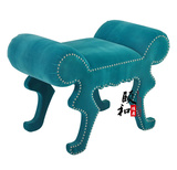 限时包邮新古典蓝色个性软包换鞋脚凳沙发墩美式小户型宜家梳妆凳