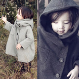 2015韩国新款童装女童羊绒外套儿童气质灰色羊绒呢子大衣冬款外套