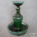 孔雀绿釉油灯蜡烛台明清古董瓷器收藏单色釉老物件古玩杂项包老真