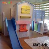 高低床双层梯柜床实木子母床上下铺带书桌抽屉滑梯多功能箱体儿童