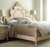 法式美式乡村新古典实木床双人床白色做旧欧式雕花会所别墅家具