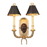 简约复古小美式欧式客厅门廊古铜色狮子头带黑色铜罩全铜纯铜壁灯