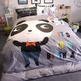 全棉可爱熊猫四件套春夏纯棉大版4件套1.8m1.5米床单被套床上用品