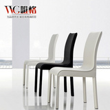 VVG家具 现代简约时尚皮艺餐椅 黑色白色皮椅子 休闲椅2张装 305Y