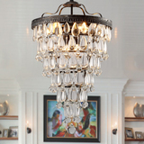美式乡村玻璃水晶吊灯北欧简约创意个性复古客厅餐厅卧室铁艺灯饰