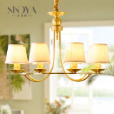 圣迪雅 美式铜灯 欧式全铜吊灯简约美式乡村全铜灯客厅卧室餐厅灯