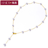 海蒂珍珠 精圆日本Akoya天然海水满天星珍珠项链正品 18K金锁骨链