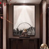 新中式抽象水墨泼墨风景国画玄关单幅大尺寸巨幅样板房装饰画挂画