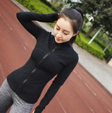新款秋冬女子拉链长袖加绒运动外套 弹力健身服户外跑步训练外套