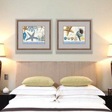 美式海星海螺蓝色装饰画现代简欧卧室餐厅有框壁挂画地中海横幅