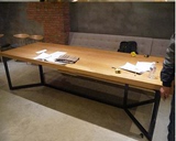 美式复古做旧铁艺餐桌椅组合实木咖啡酒吧桌办公桌会议长桌