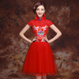 敬酒服新娘短款旗袍裙显瘦结婚礼服红色中式礼服复古改良敬酒礼服
