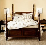 美式实木床 卧室欧式双人床 现代简约美式新古典环保实木四柱床