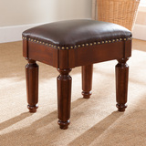 美式实木换鞋凳真皮沙发凳子欧式梳妆凳现代简约穿鞋凳书桌凳琴凳
