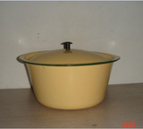 3个黄色带盖搪瓷盆 搪瓷碗洗手盆汤碗泡面碗猪油盆饭店用16-24cm