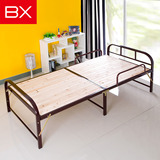 BX折叠床单人进口实木硬板午休床双人1.2米加固简易床儿童带护栏