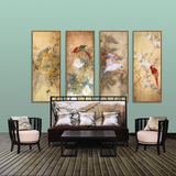 墙素中式实木四联客厅餐厅卧室走道玄关装饰壁画鸟语花香挂画框画