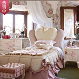 人气公主床1.35米布艺软包卧室女孩软床单人儿童床粉色实木欧式床