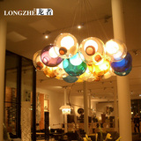 北欧客厅艺术彩色玻璃球吊灯led现代简约创意个性复式楼梯餐厅灯