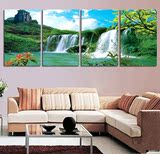 现代简约客厅装饰画沙发背景墙画室内挂画壁画无框画山水风景三联