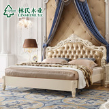林氏木业公主床1.8米双人床欧式床白色婚床+床头柜床垫成套KA628C