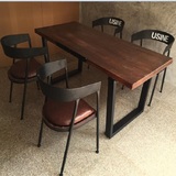 欧式复古铁艺实木餐桌做旧会议办公桌电脑书桌长方桌子饭桌工作台