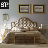 SPhome美式新古典复古欧式卧室实木布艺软包拉扣双人床1.5 1.8米
