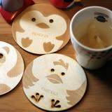 蚁窝 创意中国风圆形立体镂空木质杯垫 餐垫 隔热垫-可爱动物