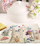 耐热杯垫欧式田园创意卡通兔子棉麻布艺盘子餐垫隔热垫子厨房餐桌