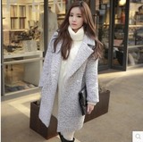 韩国SZ代购秋冬季新款宽松毛呢外套加厚加绒羊毛呢子大衣女中款