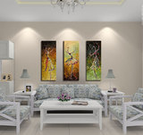 手工绘油画欧式现代客厅餐厅玄关壁画抽象舞蹈组合三联装饰画饰品