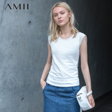 Amii短袖t恤女夏季 2016新款薄款棉质修身显瘦 韩版百搭印字母