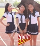 包邮日系韩版大码校服女学生制服领带短袖可爱水手服表演出服套装