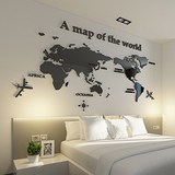世界地图 创意3d亚克力立体墙贴客厅办公室沙发墙壁墙纸装饰贴画