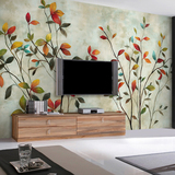 美式乡村大型壁画墙纸 客厅电视背景墙壁纸 3d立体墙纸 彩色叶子