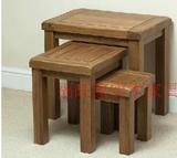 欧式纯实木小矮凳子角几 小茶几 换鞋凳 全白橡木家具田园三套桌